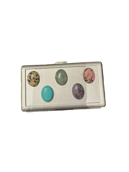 P.Grunsfeld Cigarette Case Silver & Multi-Color Gems