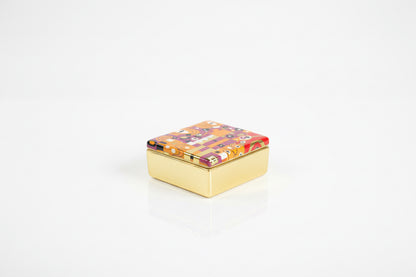French Klimt gilt box with intricate gold and art nouveau design, crafted by The Vault Creative.