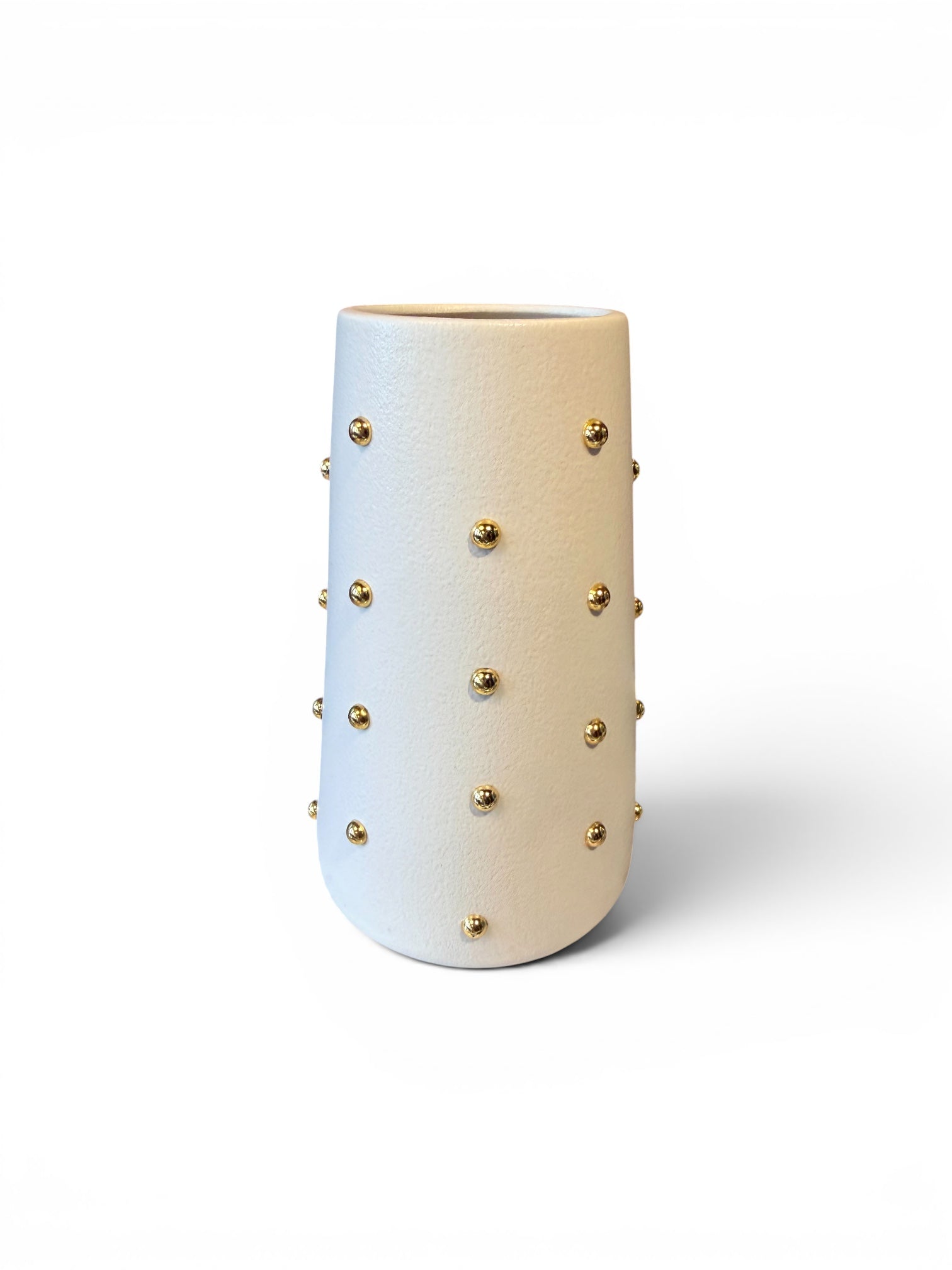 P. Grunsfeld studded 6-inch vase by The Vault Creative, featuring a textured surface with studded design and a sleek, modern shape.