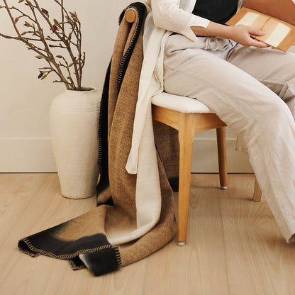 Classic Modern Artisanal Siro Brown Throw Soft Plush Merino