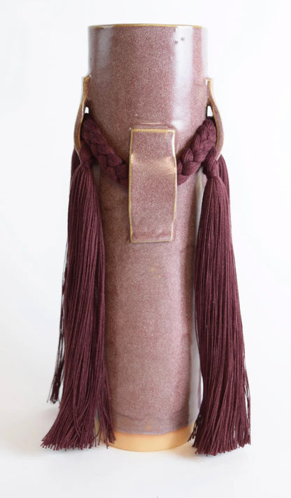 Karen Tinney Burgundy ceramic vase by The Vault Creative with a sleek, modern design and rich burgundy finish.