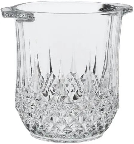 Cristal D'Arques Durand Longchamp champagne bucket with crystal design, polished silver finish, and elegant handles.