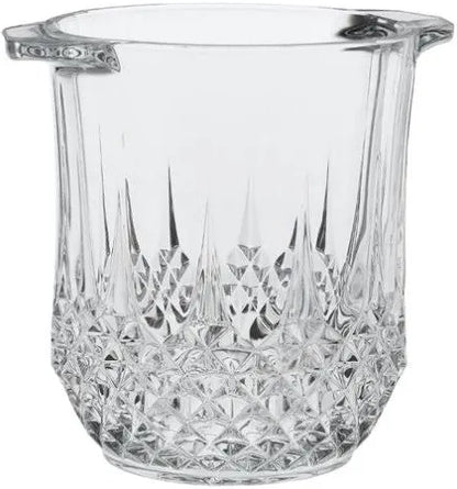 Cristal D'Arques Durand Longchamp champagne bucket with crystal design, polished silver finish, and elegant handles.