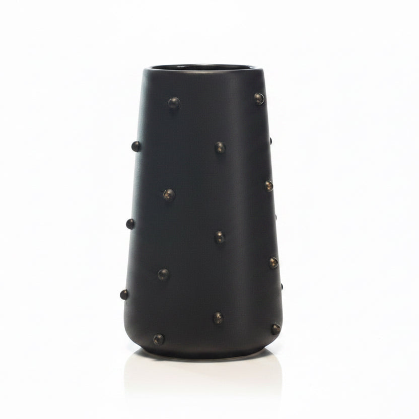 P.Grunsfeld 6” Monochrome Black Studded Vase