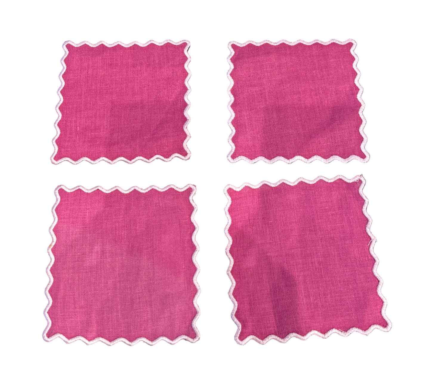 Set of Squiggle Cocktail Napkins by The Vault Creative, featuring playful squiggle patterns on soft cloth napkins.