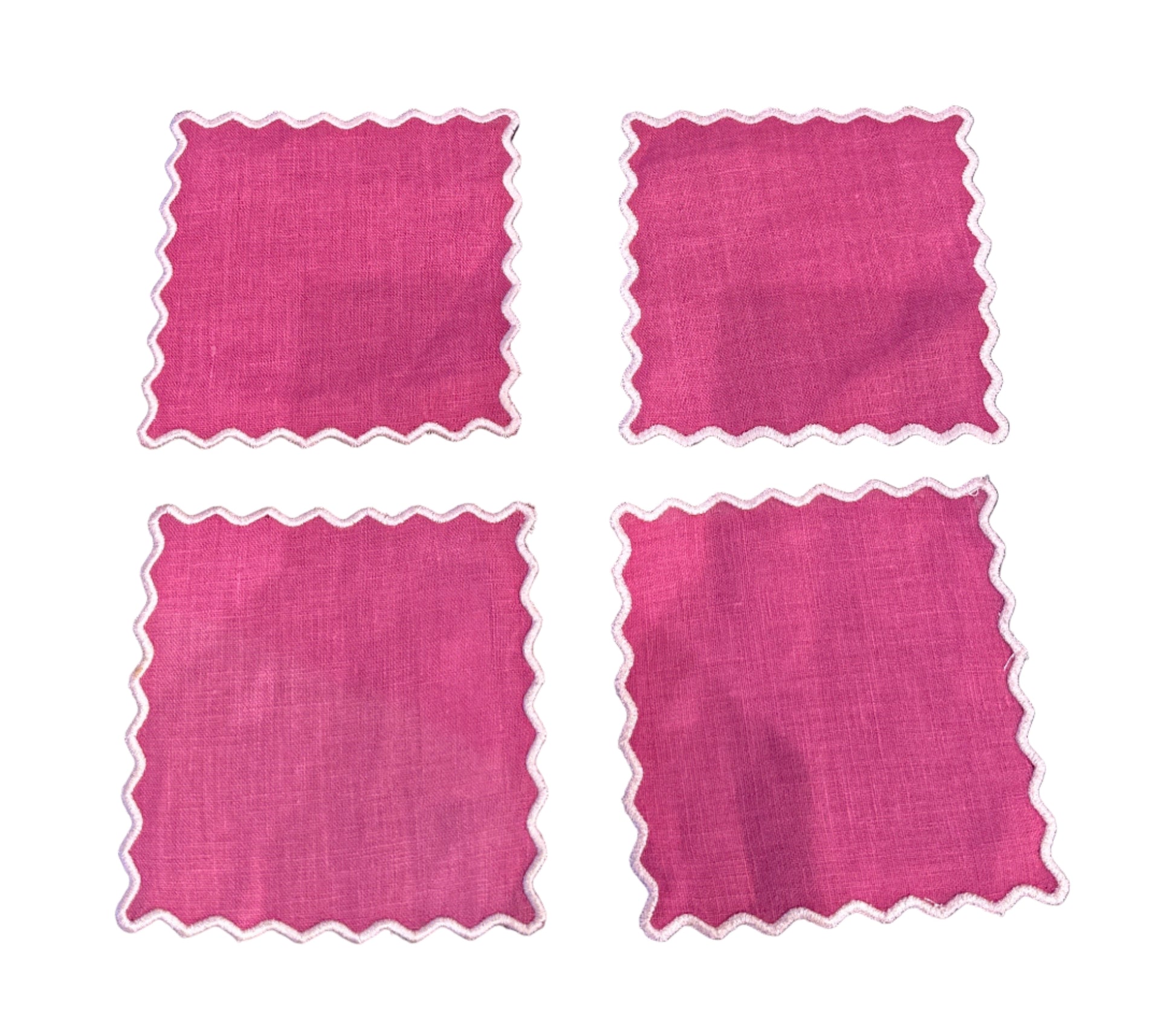 Set of Squiggle Cocktail Napkins by The Vault Creative, featuring playful squiggle patterns on soft cloth napkins.
