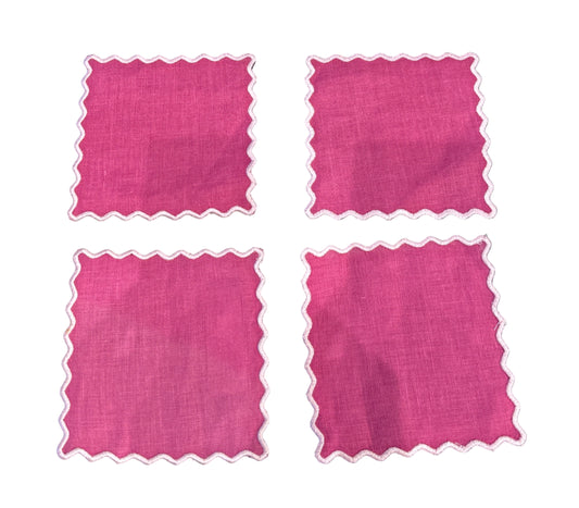 Set of Squiggle Cocktail Napkins by The Vault Creative, featuring playful squiggle patterns on soft cloth napkins.
