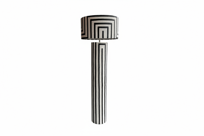 French hand-painted floor lamp by The Vault Creative with intricate floral designs and a classic wooden base.