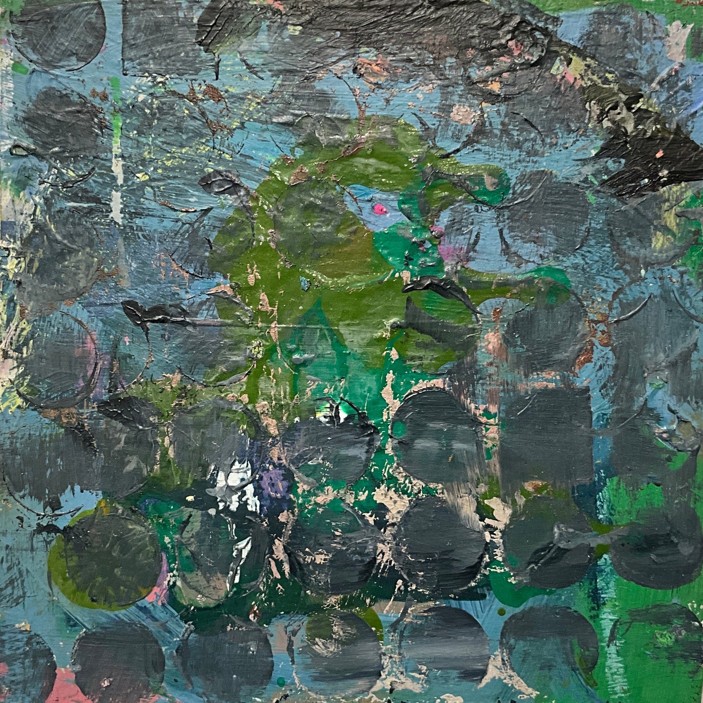 Lori Kwo Art piece by The Vault Creative, featuring vibrant abstract colors and intricate brushwork on canvas.