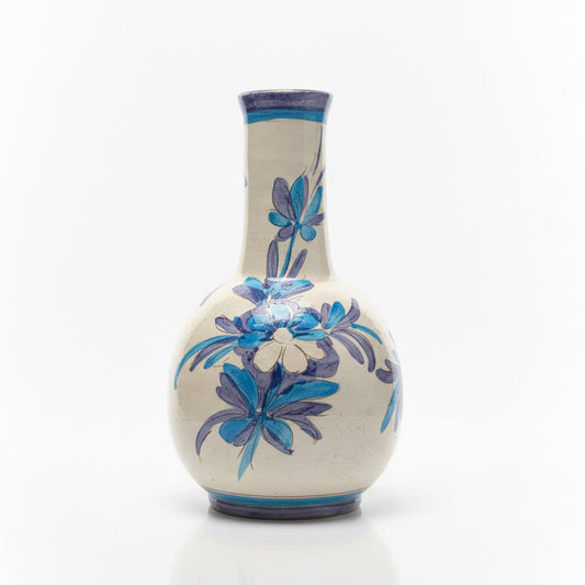 Vintage Italian flower vase by The Vault Creative, showcasing intricate floral patterns and classic ceramic design.