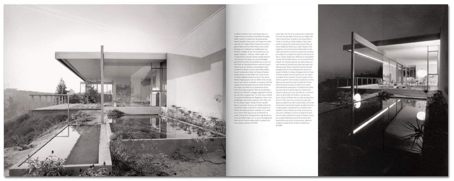 Ozmun Home Neutra Complete Works book set with four hardcover volumes featuring minimalist design on cream pages.