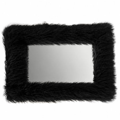 Fluffy fur mirror by The Vault Creative featuring a soft, plush frame and reflective glass surface for stylish decor.