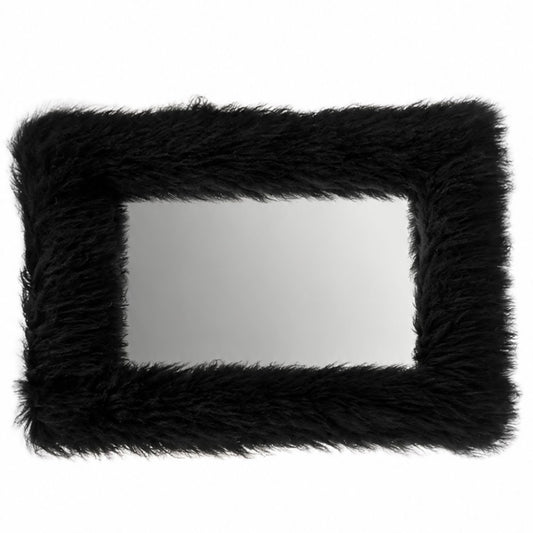 Fluffy fur mirror by The Vault Creative featuring a soft, plush frame and reflective glass surface for stylish decor.