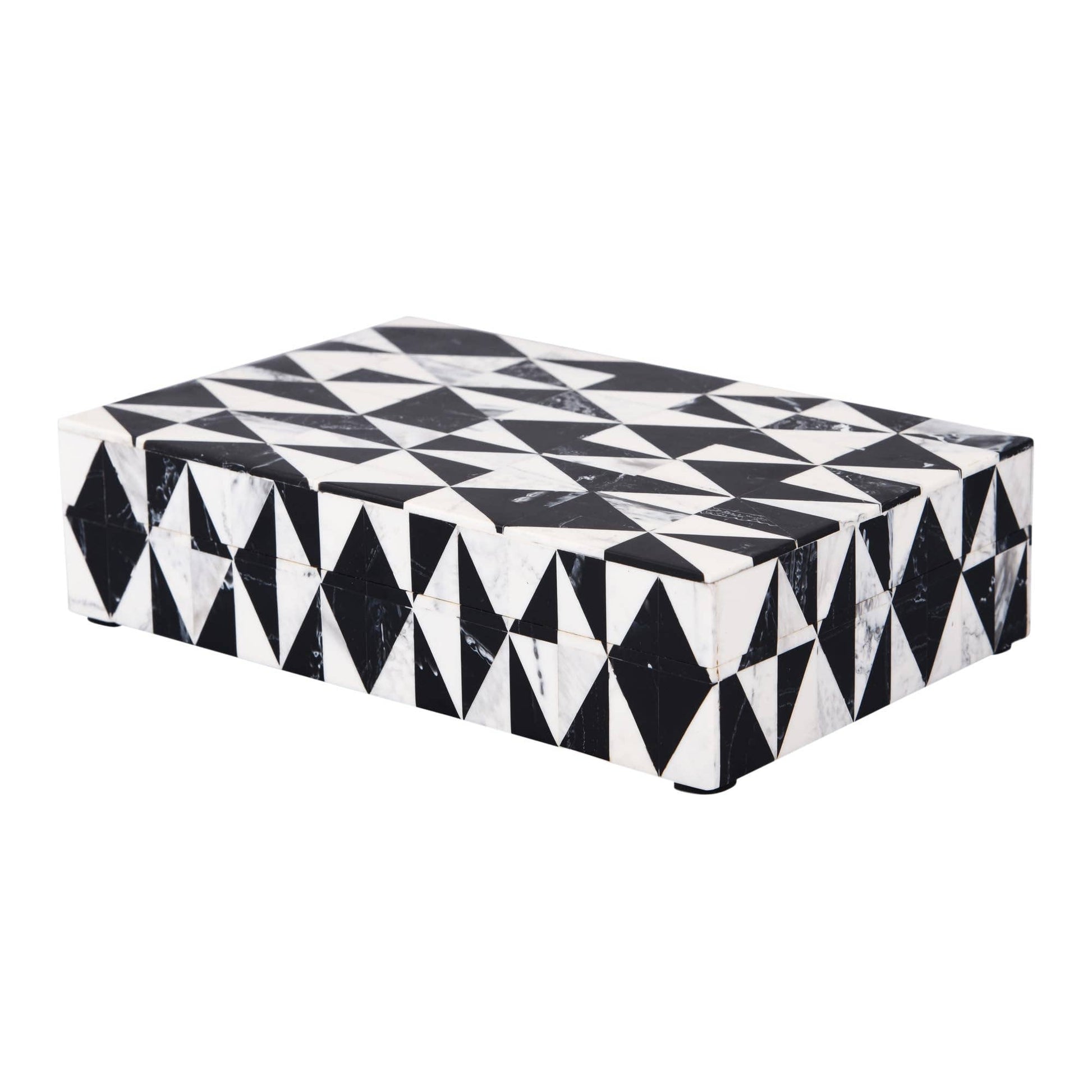 Decorative box medley with harlequin pattern by ST x OH, showing four boxes in various sizes with colorful diamond designs.