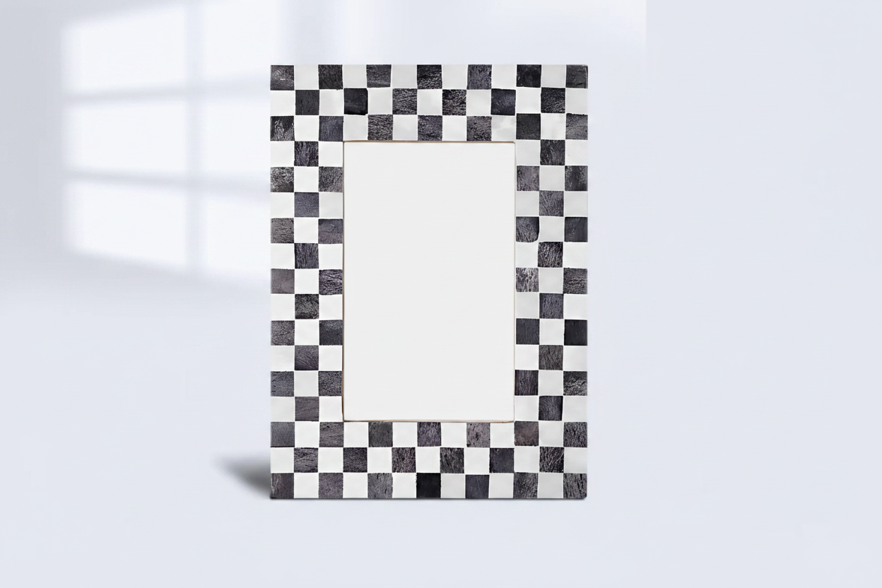 Checked Bone Inlay Picture Frame 5x7