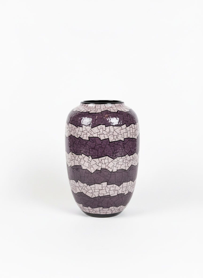 Purple Layers Vase by The Vault Creative, featuring a modern design with layered purple glass and unique textured surface.