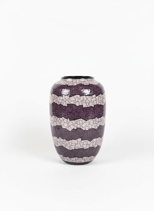 Purple Layers Vase by The Vault Creative, featuring a modern design with layered purple glass and unique textured surface.