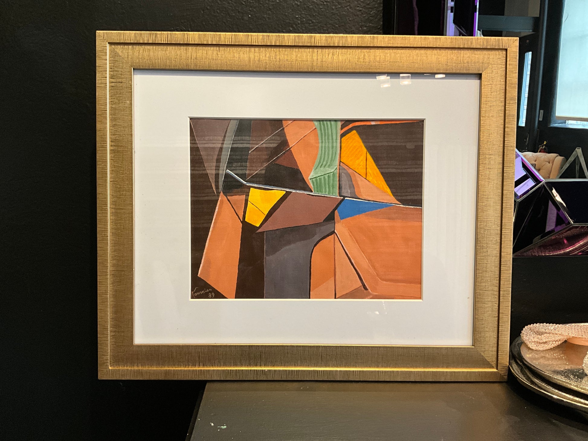 French Brown Abstract ‘89 by The Vault Creative featuring bold, textured brown and beige abstract artwork on canvas.