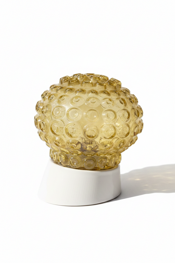 Yellow Glass Vintage sconce with white ceramic base