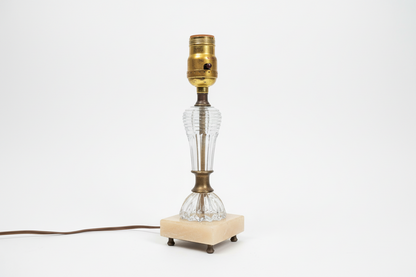 Vintage crystal lamps by The Vault Creative with ornate glass shades and intricate detailing, perfect for classic home decor.