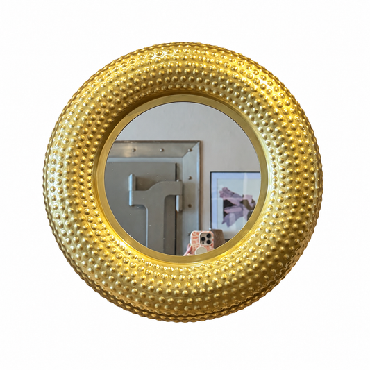 Vintage Brass Hammered Mirror