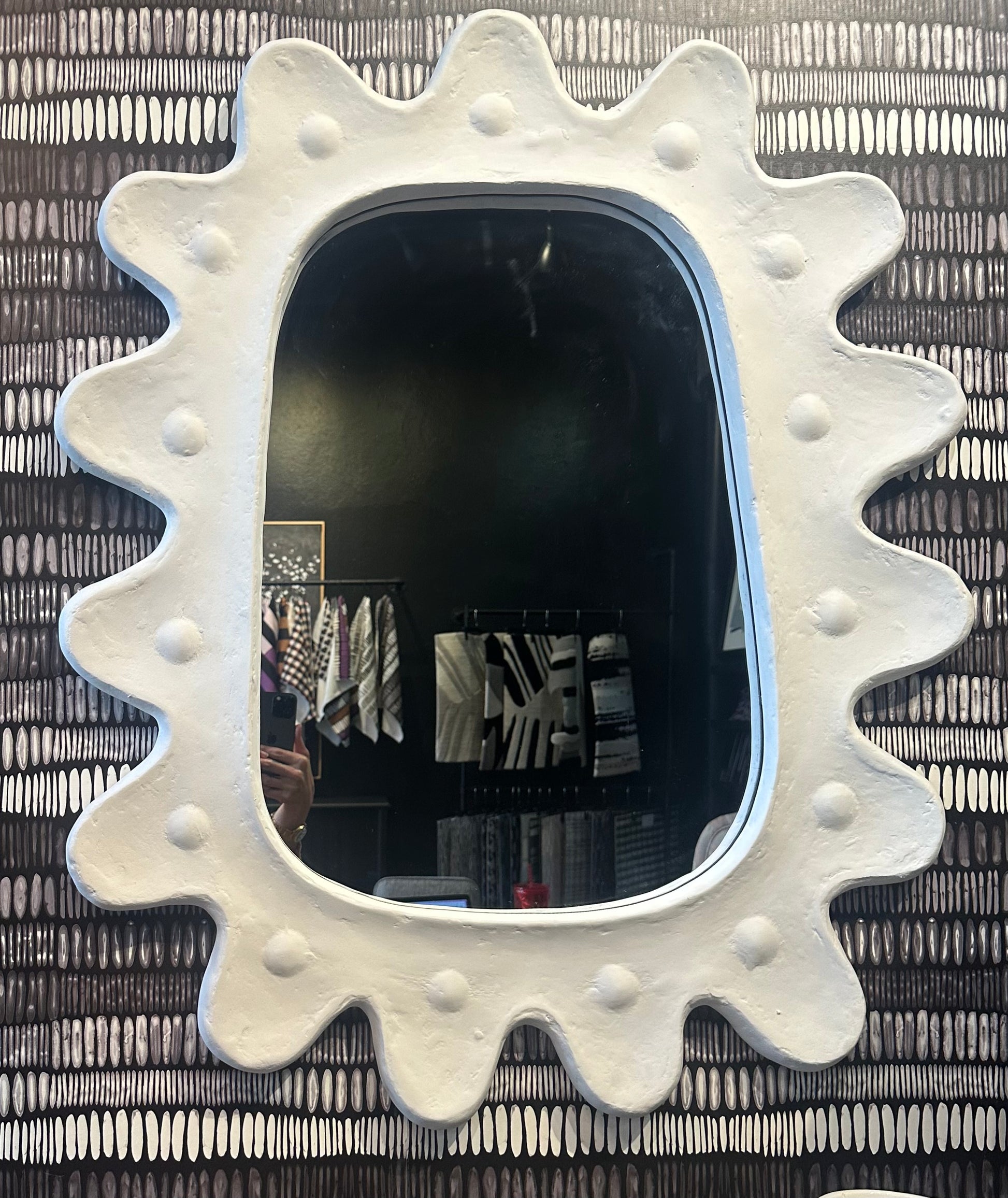 French scallop mirror by ST x OH featuring a decorative scalloped frame and reflective glass surface.