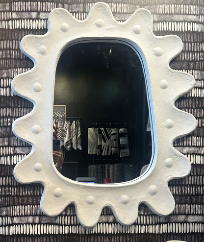 French scallop mirror by ST x OH featuring a decorative scalloped frame and reflective glass surface.
