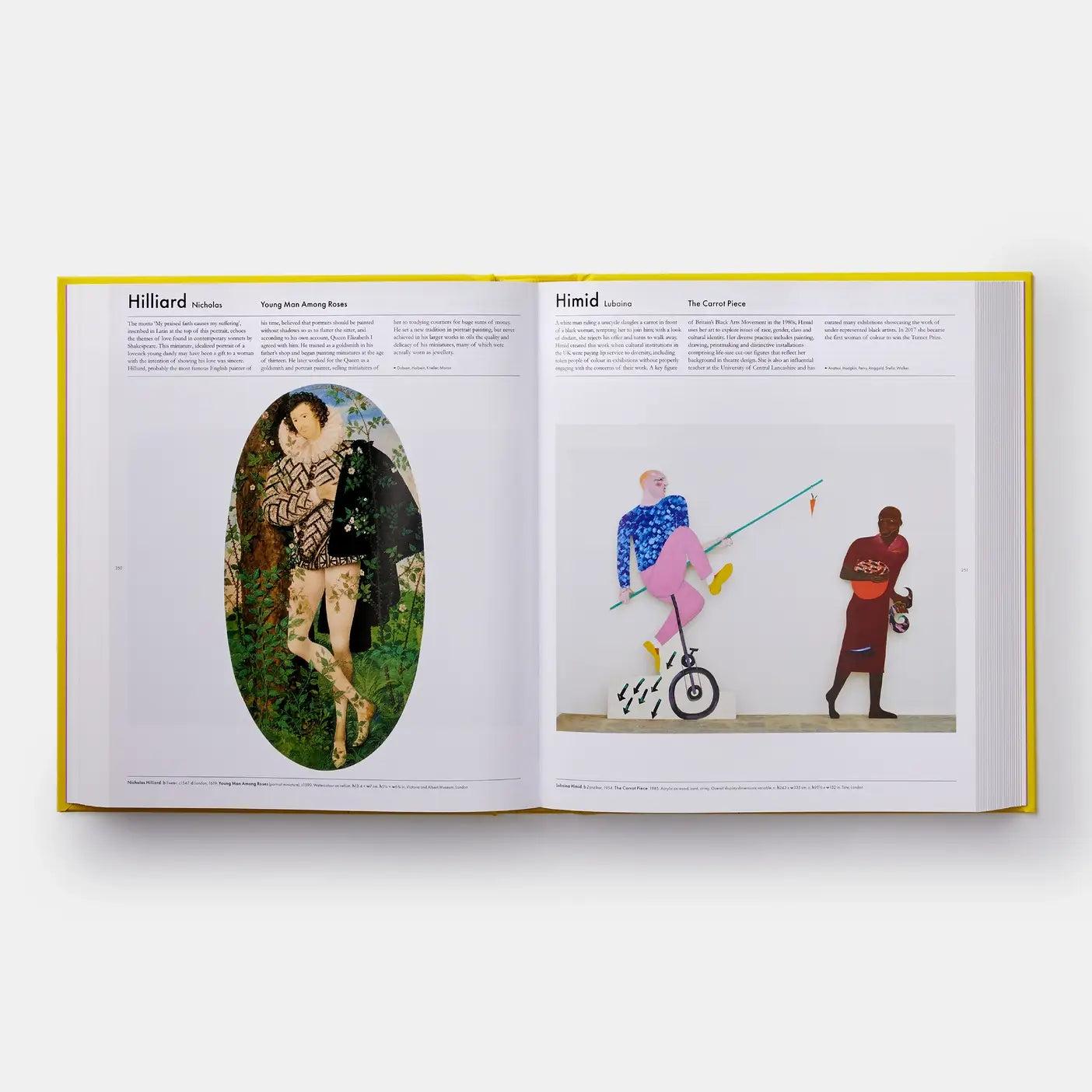 Open art book by Phaidon, Revised Edition, showcasing colorful illustrations and detailed artwork pages.