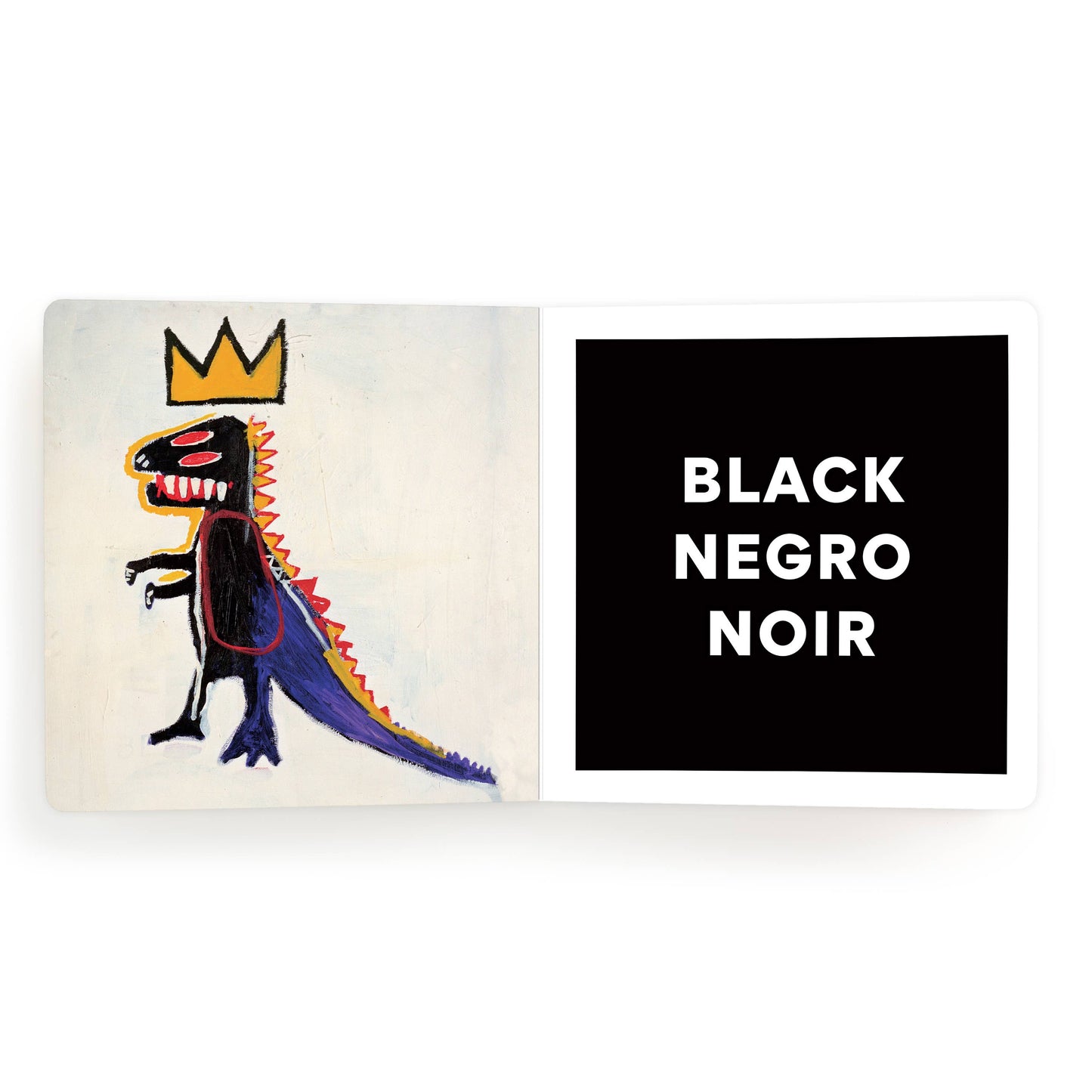 Close-up of the cover of the Basquiat Colors Board Book by Chronicle Books, featuring colorful artwork and bold text.
