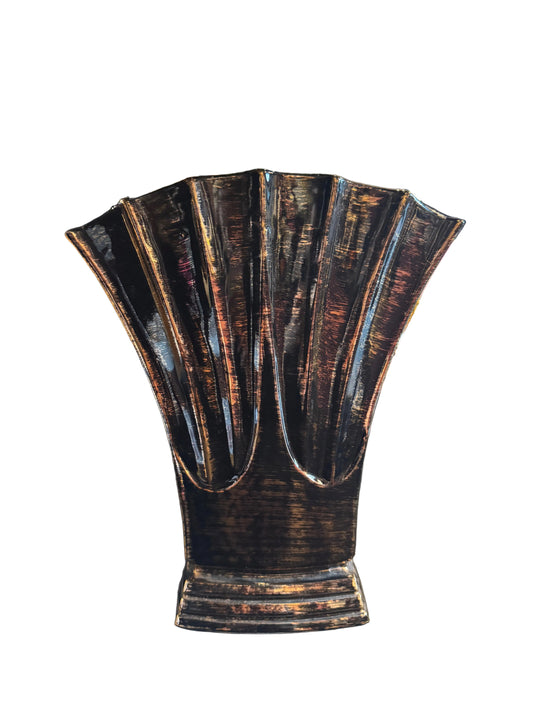Black & Gold Fan Vase