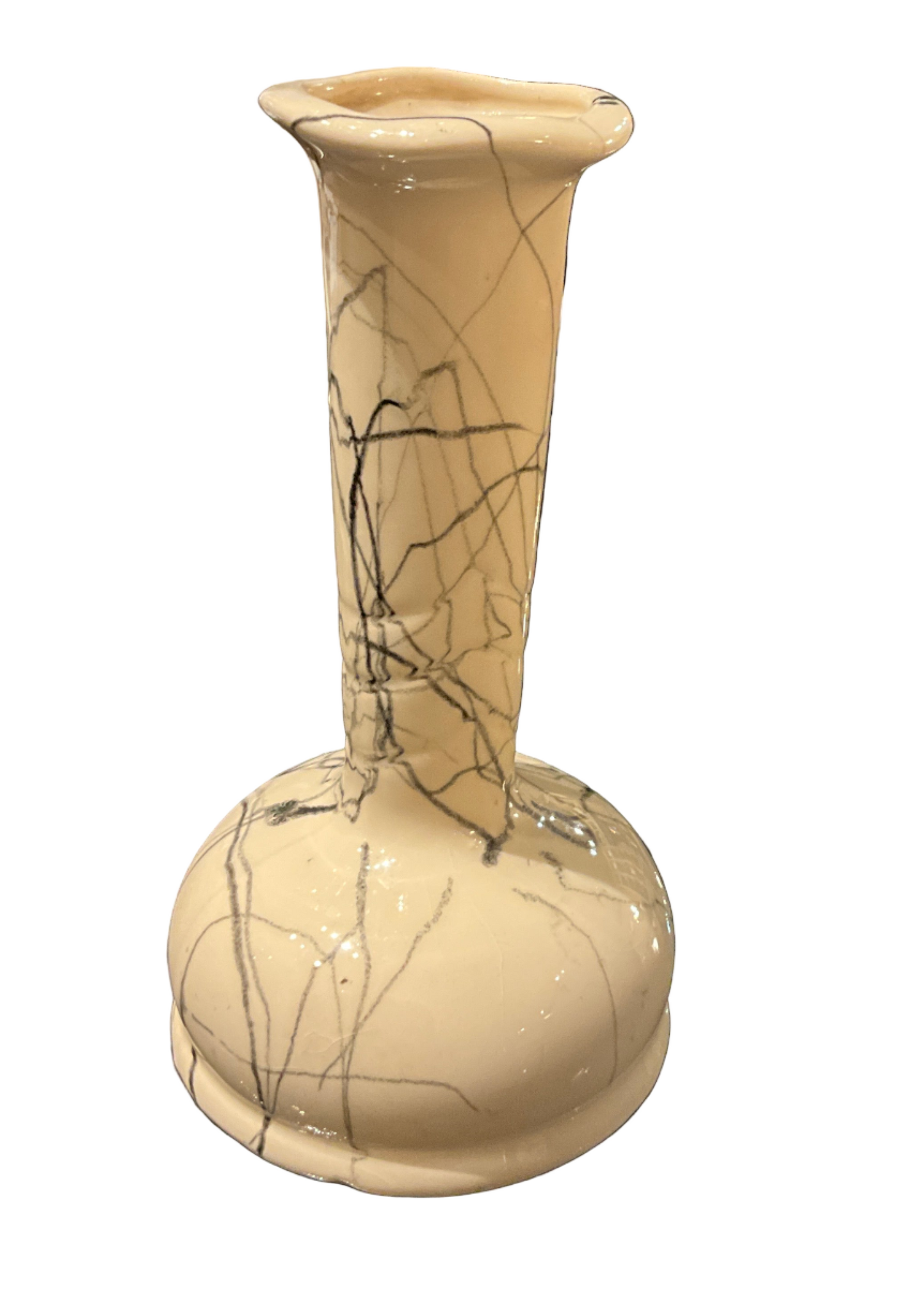 Vintage glazed lines vase by The Vault Creative with a classic ceramic design and a glossy finish.