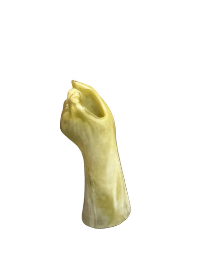 Handmade V.rogers Designs floral decor vase with a sleek hand bud stem design, perfect for shelf or floral display.