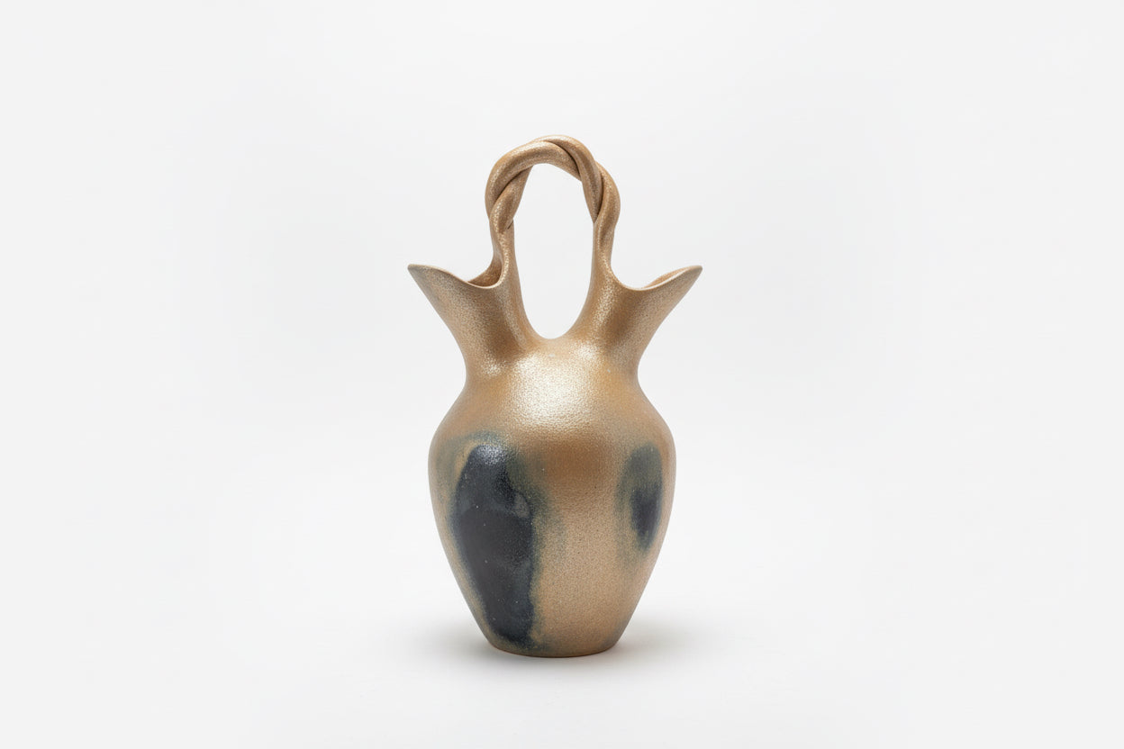 Native American wedding vase with intricate patterns and earthy tones, handcrafted by The Vault Creative.