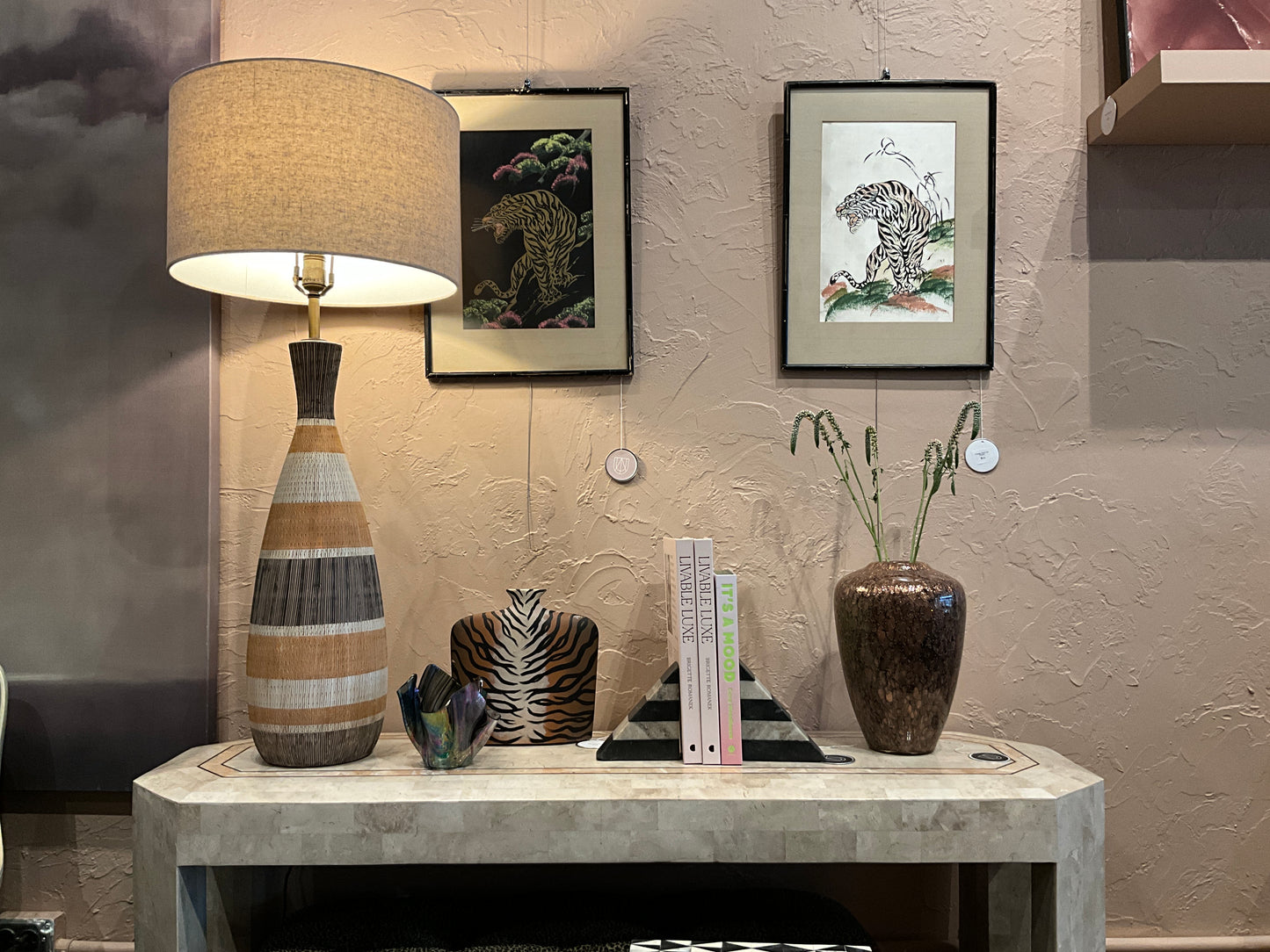 Sparkly brown blown glass vase by The Vault Creative with a shiny, textured surface and elegant shape.