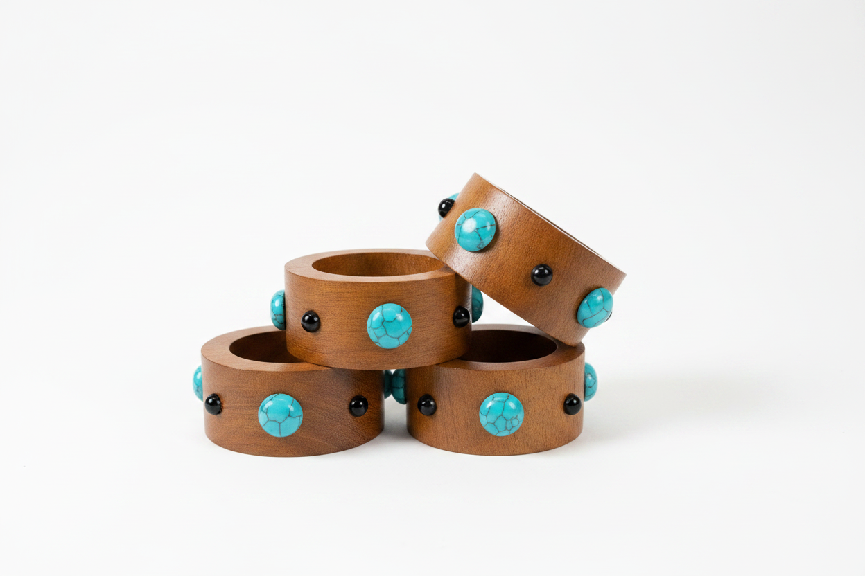 P. Grunsfeld Stoner Turquoise Napkin Rings