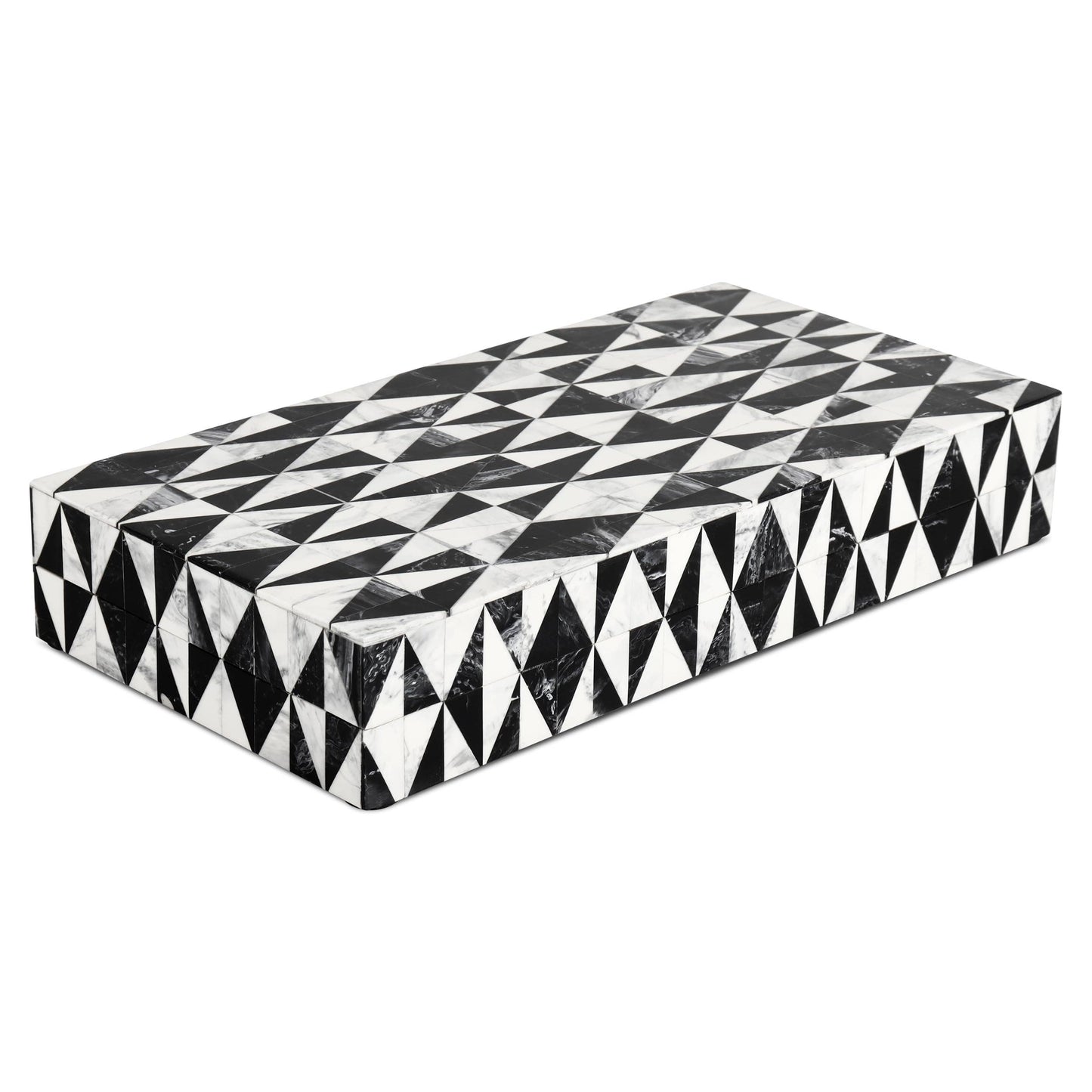 Set of seven decorative boxes with harlequin pattern by ST x OH, featuring colorful geometric designs in various sizes.
