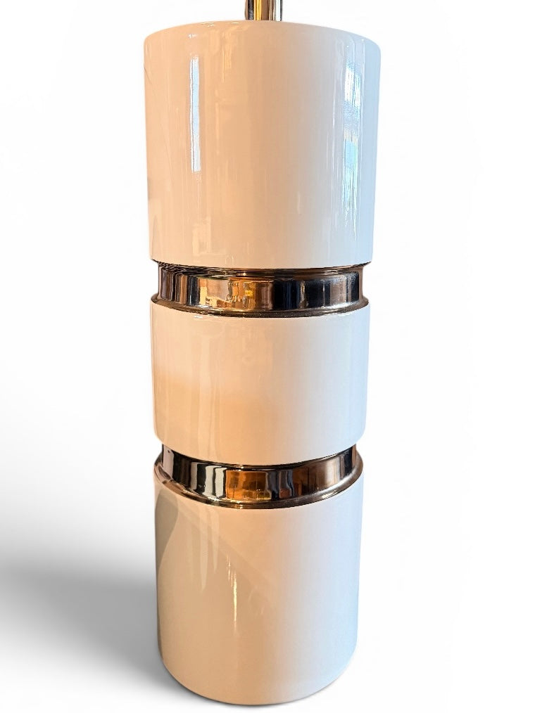 Pierre Cardin attributed lamp with sleek modern design, featuring a metallic finish and elegant shape for stylish home lighting.