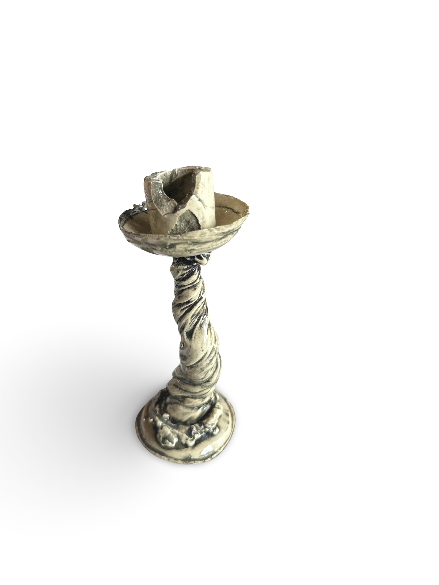 Ozmun Home Derek Larson candelabra with multiple candle holders and ornate metal design on a neutral background.