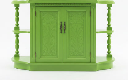 Acid green 1970s-style casepiece cabinet by The Vault Creative with sleek retro design and modern storage features.