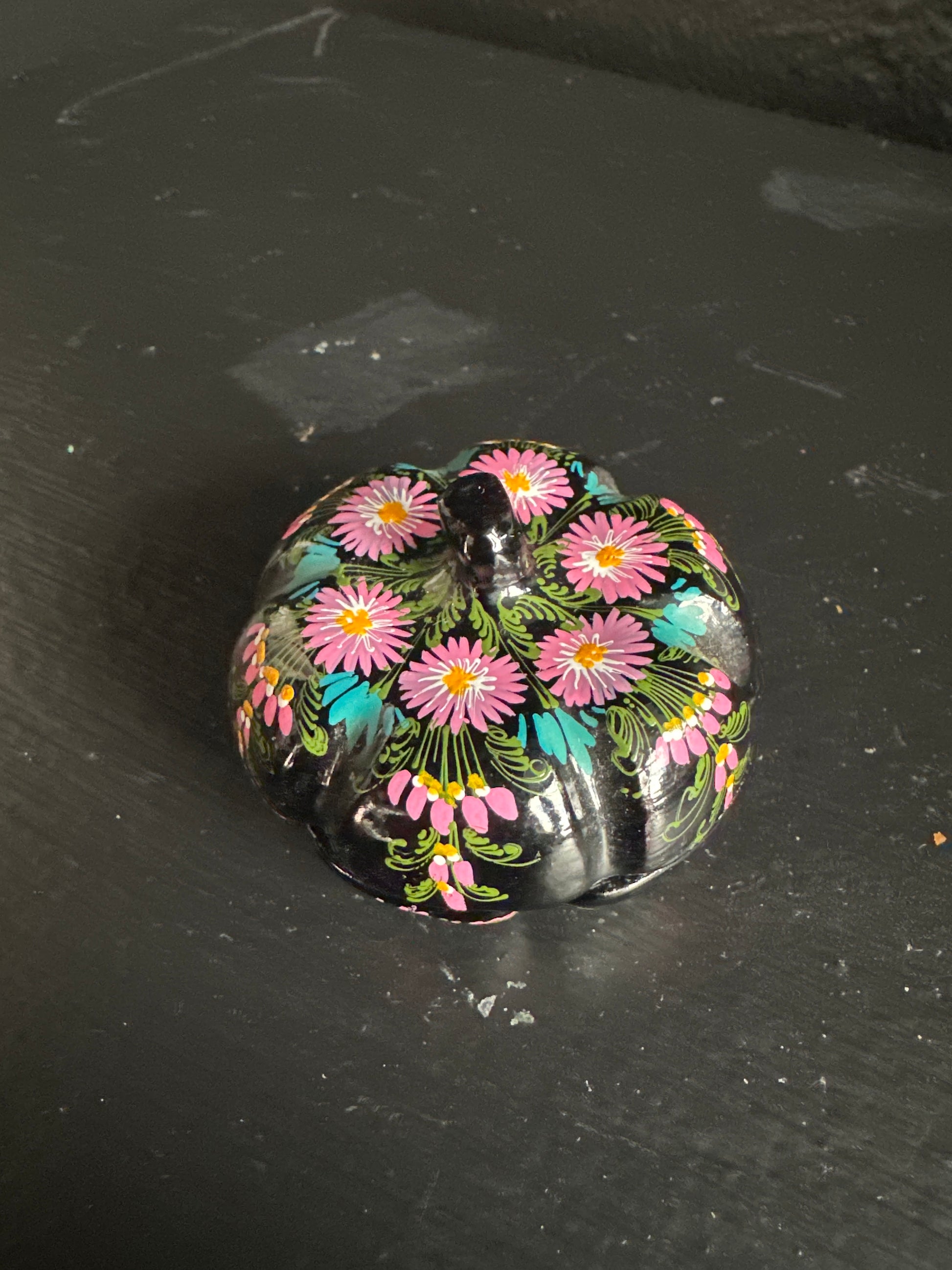 French Painted Jar by The Vault Creative, featuring intricate painted details and a classic ceramic design.