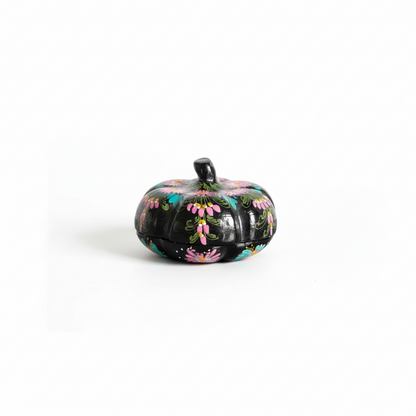 French Painted Jar by The Vault Creative featuring intricate painted design and rustic ceramic finish.