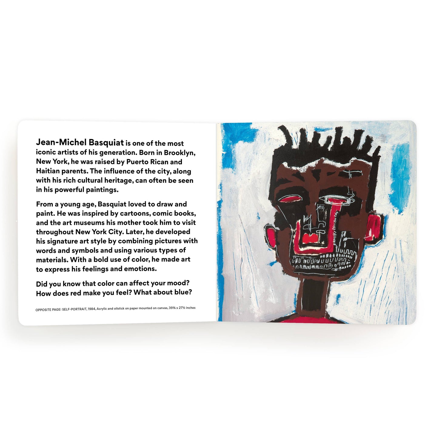 Close-up of the cover of the Basquiat Colors Board Book by Chronicle Books, featuring vibrant artwork and colorful illustrations.