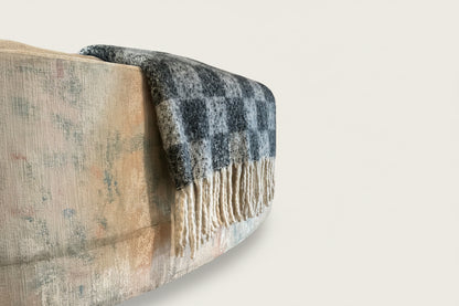 French cozy chunky checkered throw blanket from The Vault Creative, featuring a warm, soft woven pattern in checkered design.