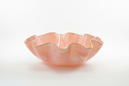 Big pink gemstone resin bowl by The Vault Creative, showcasing a vibrant pink and glossy finish with smooth, rounded edges.