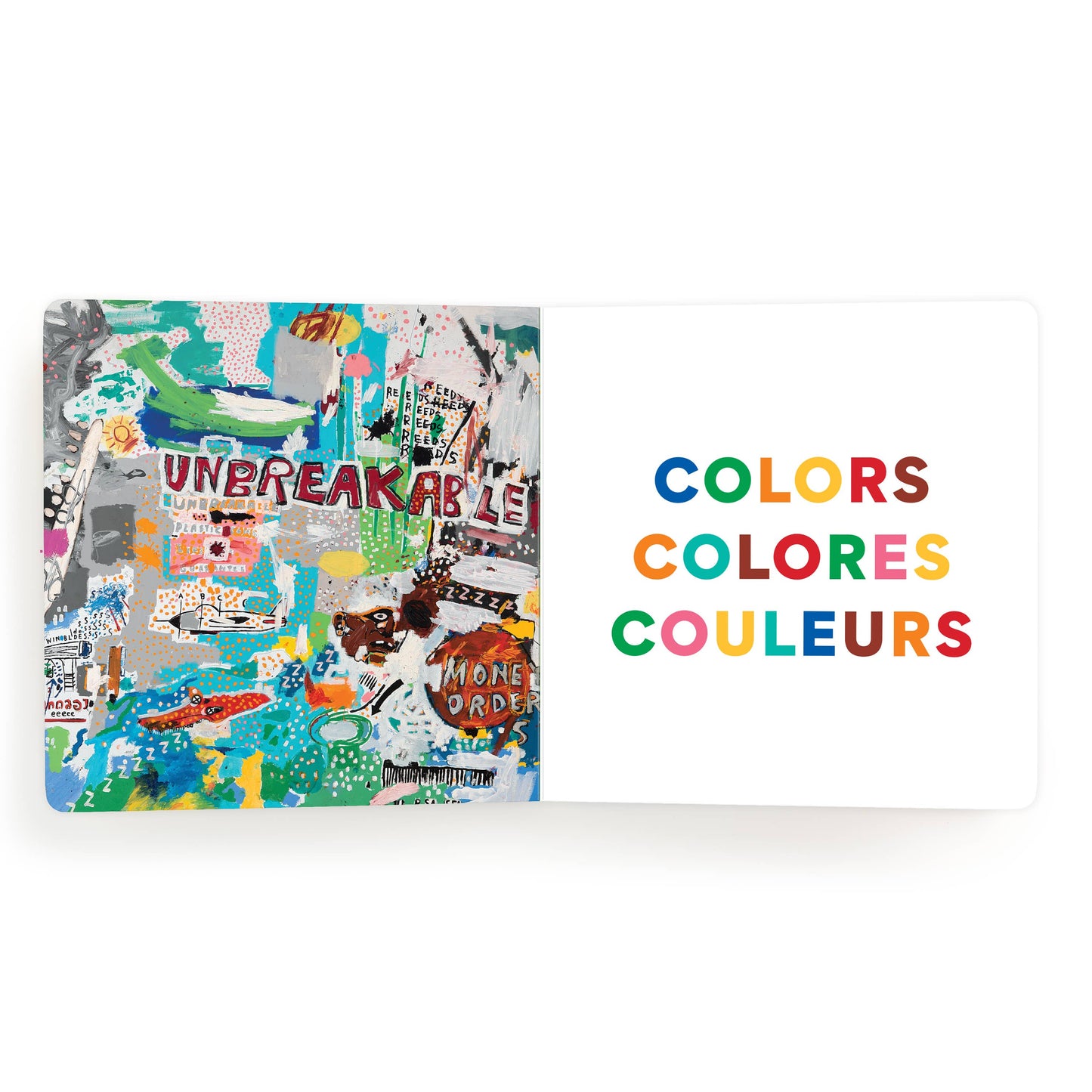 Cover of the Basquiat Colors Board Book by Chronicle Books featuring vibrant artwork and colorful illustrations for children