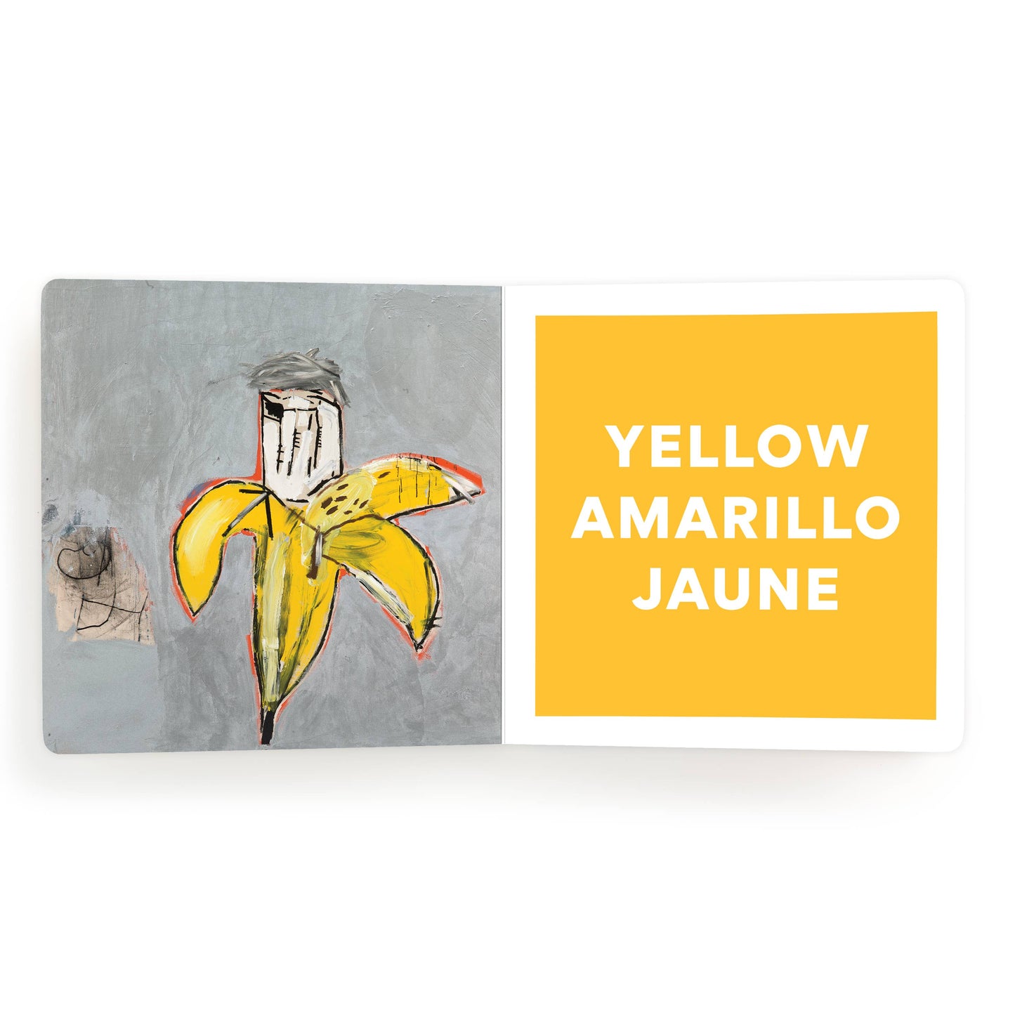 Colorful pages from the Basquiat Colors Board Book by Chronicle Books showcasing vibrant artwork and bold illustrations for children.