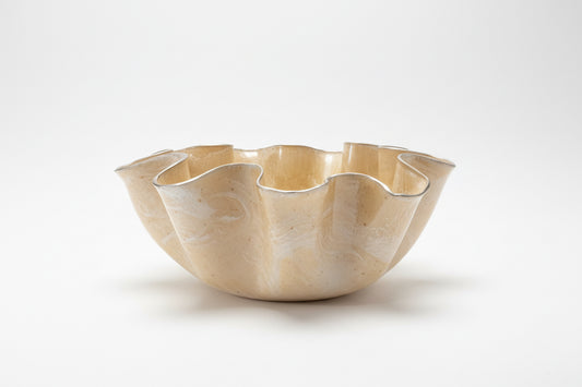 Decorative XL champagne gemstone bowl by The Vault Creative, featuring a vibrant, polished gemstone design for home decor.