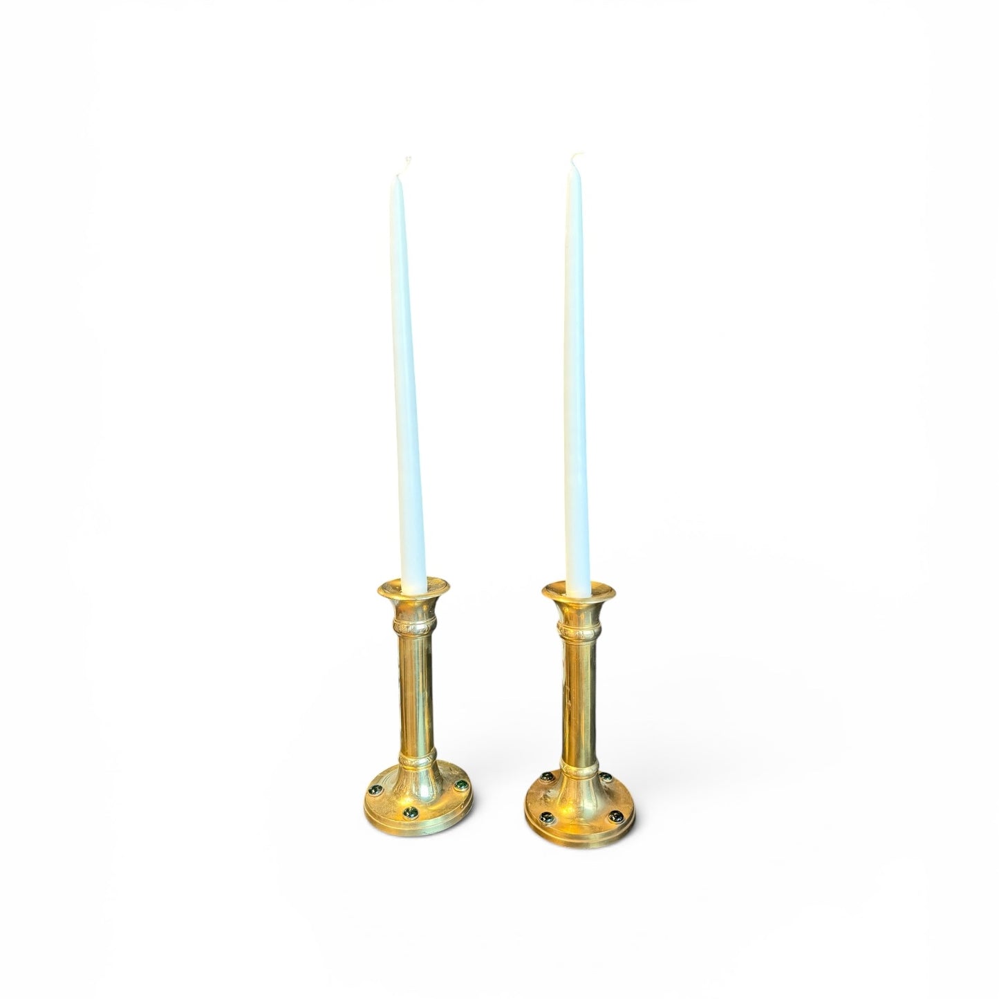 Vintage Brass and Onyx Candle Sticks