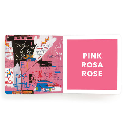 Close-up of the Basquiat Colors Board Book by Chronicle Books featuring vibrant artwork on the cover.