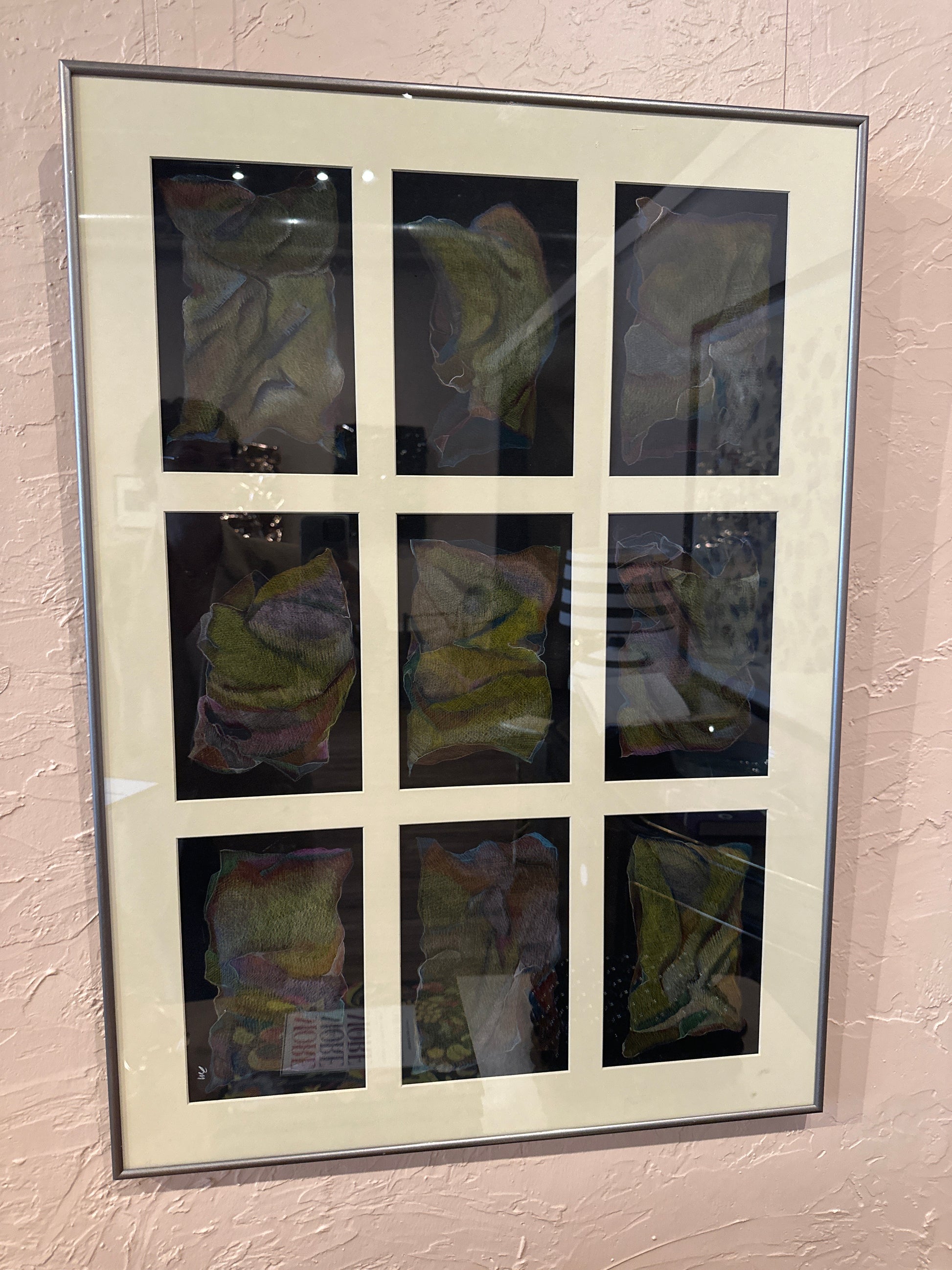 Vintage fabric art piece by The Vault Creative featuring textured, colorful textile study with intricate patterns and rich fabric details.